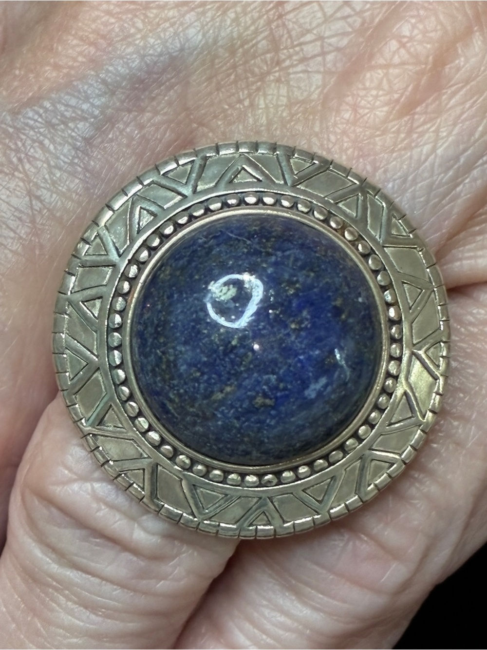 Silpada vintage Large Round Lapis Stone Statement Ring - Sterling silver.925